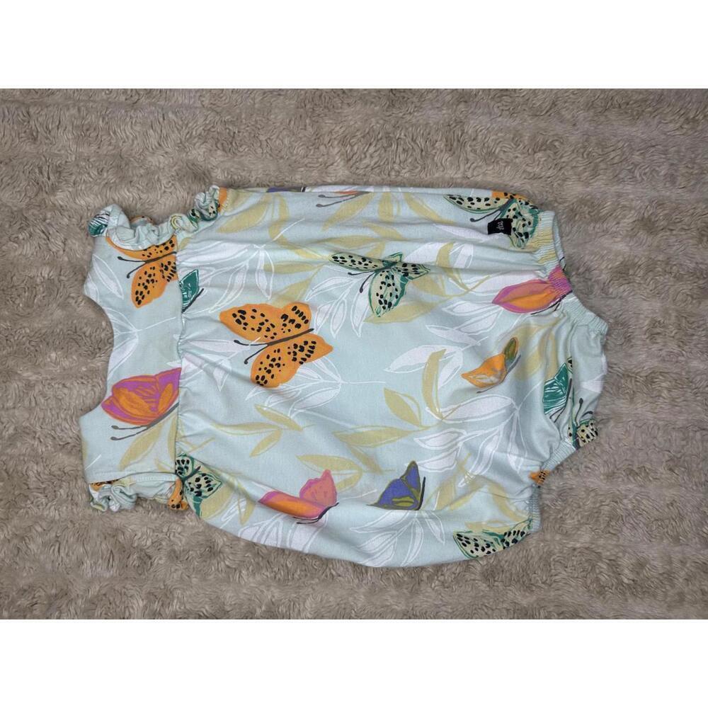 Tea Collection mint green butterfly flutter sleeve cotton short romper Size 3-6M - Picture 4 of 6